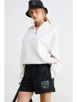 Nike Club Fleece Ft Mr 4" Gx Kadın Bol Kesim Siyah Spor Şort