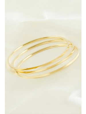 Marsilyan 3 Adet Ajda Lüks Çelik Bilezik 65*2 mm