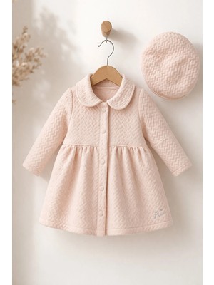 Dinamik çocuk Kız Bebek Kapitone Trenç Elbise & Paris Şapka 2'li Takım – 6-12-18 Ay, Premium Zigzag Desen, Mevsimlik