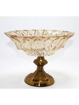 Neonova Gold Detaylı Eskitme Ayaklı Dekoratif Cam Sunumluk