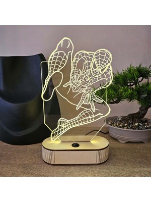 Lerad-Lazer Art Örümcek Adam (Spider-Man) LED Dekoratif Masa Lambası – Modern Pleksi Gece Lambası (Adaptörlü)