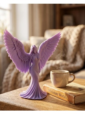 Epilons Lila Melek Biblo 3D Dekoratif Angel Figür Ev Aksesuarı