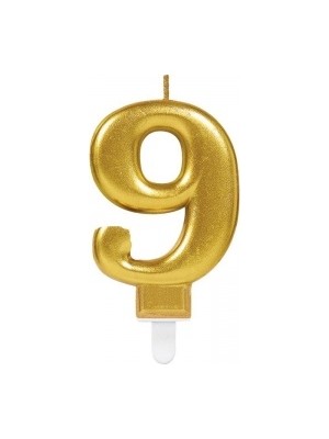 Neonova 9 Rakamı Mum Gold Renk