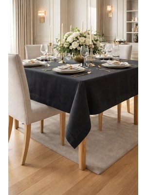 Zeren Home Piko Sarma Detaylı Masa Örtüsü - Runner Takım Siyah (Kutulu)