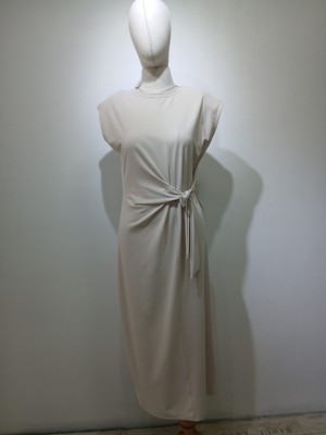 Gizelia Düğüm Detaylı Askısız/düşük Kollu Maxi Boy Elbise - Bej