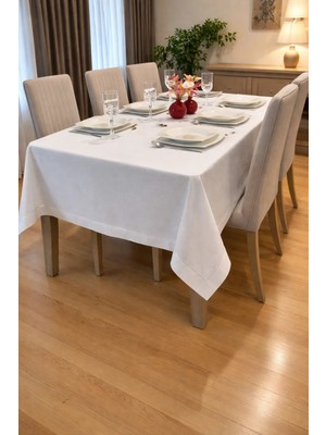 Zeren Home Piko Sarma Detaylı Masa Örtüsü - Runner Takım Optik Beyaz (Kutulu)