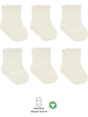 Dadya Milla Ddy 6'lı Basic Penye Soket Çorap 10101 Ekru Mil