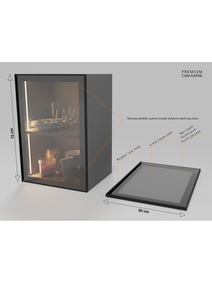 Sumua Store Alüminyum Çerçeveli Cam Dolap Kapağı – 72CM x 50CM -  Modern Mutfak & Vitrin Kapak Paneli