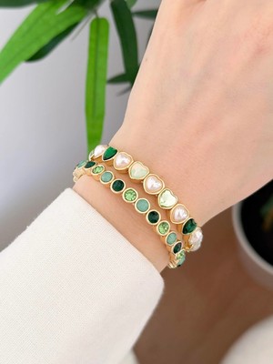 Venüs Design Çelik Renkli Taşlı Lastikli Bileklik Seti