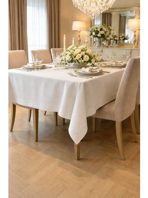 Zeren Home Piko Sarma Detaylı Masa Örtüsü - Runner Takım Kırık Beyaz (Kutulu)