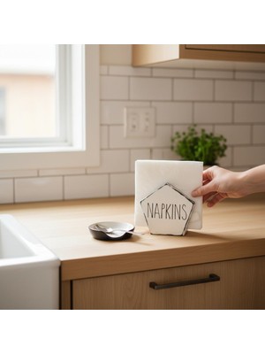 PostOtto Design Studio Modern Ahşap Peçetelik - Minimalist Mutfak ve Masa Aksesuarı - Dekoratif Peçete Tutucu