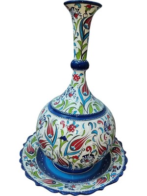  genel gözyaşı vazo 45 cm tabaklı lale desenli kütahya çini