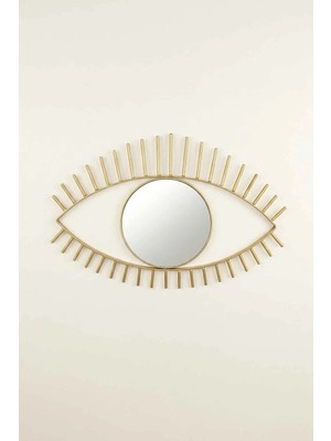 Desen Dekorasyon İris Göz Ayna Altın - Metal Çerçeveli 18 cm Küçük Duvar Aynası