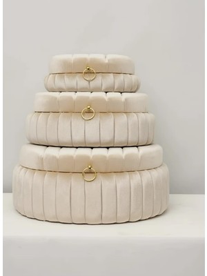 Elasu 3’lü D Cetvel Model Kadife Çeyiz Sandığı Seti