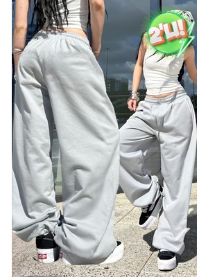 Vladivosto Ekstra Bol Kalıp Oversize Sokak Stili Paçası Ipli Büyük Beden Jogger Eşofman Altı