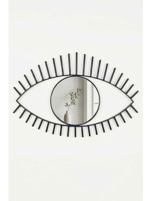 Desen Dekorasyon Tara Göz Ayna Siyah - Metal Çerçeveli 22 cm Büyük Duvar Aynası
