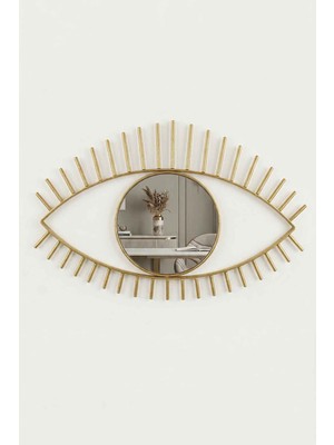 Desen Dekorasyon Tara Göz Ayna Altın - Metal Çerçeveli 22 cm Büyük Duvar Aynası