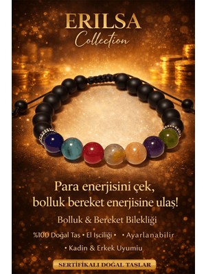 Tesbih Atölyesi Erilsa Sertifikalı Doğal Bolluk Bereket Bilekliği Para Enerjisi Bilekliği Akik Kuvars Ametist Yeşim Apatit