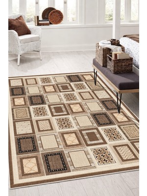 Lioara Home Kahverengi Modern Dijital Baskılı Halı – Modern, Kaymaz Taban, Salon & Oturma Odası Için Halı