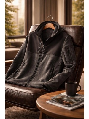 Vatan Tekstil Erkek Slim Fit Tam Fermuarlı 4 Cepli Dik Yaka Softshell Garnili Polar