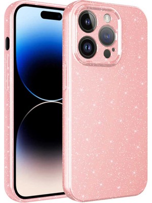 Ummeslem Apple iPhone 14 Pro Kılıf Kamera Korumalı Simli Lüks Cep Telefonu Için Uyumlu Kapak Koton Kapak