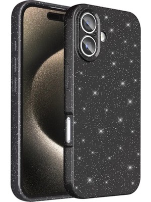 Ummeslem Apple iPhone 16 Cep Telefonu Için Uyumlu Kılıf Kapak Kamera Korumalı Simli Lüks Koton