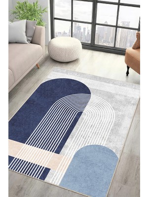 Lioara Home Mavi Renk Dijital Baskılı Halı – Modern, Kaymaz Taban, Salon & Oturma Odası Için Halı