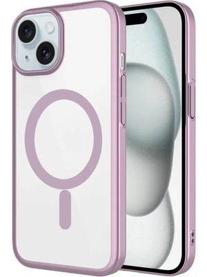 Ummeslem Apple iPhone 15 Kılıf Wireless Şarj Sert Pc Cep Telefonu Için Uyumlu Kapak Mat Riksos M-Safe Kapak