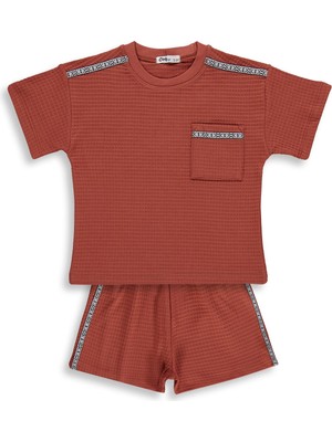 Civil Boys Şerit Parçalı Şortlu 2-5 Yaş Takım - Turuncu