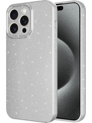 Ummeslem Apple iPhone 15 Pro Max Kılıf Kamera Korumalı Simli Lüks Cep Telefonu Için Uyumlu Kapak Koton Kapak