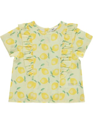 Civil Girls Limon Desenli 6-9 Yaş Gömlek - Sarı