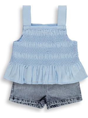 Civil Baby Denim Şortlu Askılı 6-18 Ay Takım - Mavi