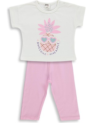 Civil Baby Ananas Baskılı 6-18 Ay Takım - Ekru