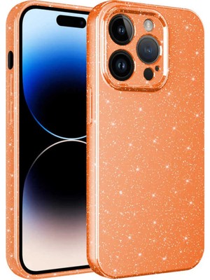 Ummeslem Apple iPhone 14 Pro Kılıf Kamera Korumalı Simli Lüks Cep Telefonu Için Uyumlu Kapak Koton Kapak
