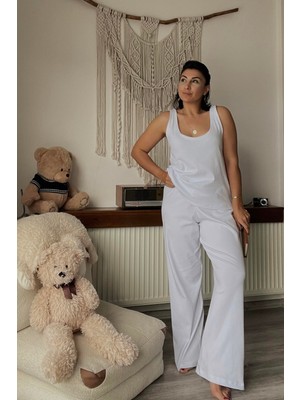 Mjamass Beyaz Pamuk Penye Atlet Takım