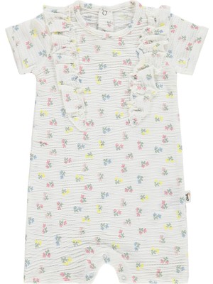 Civil Baby Çiçek Empirme 6-18 Ay Tulum - Ekru