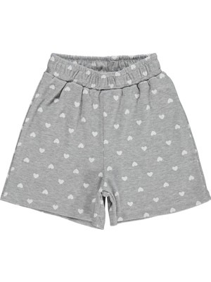 Civil Girls Kalp Baskılı 6-9 Yaş Şort - Gri