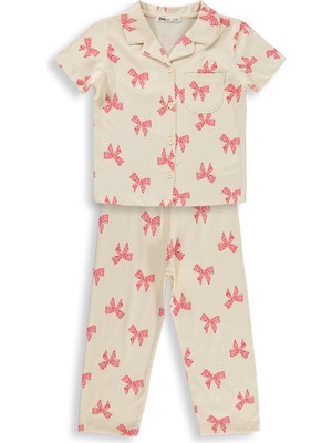 Civil Girls Fiyonk Desenli 2-5 Yaş Pijama Takımı - Fil Dişi