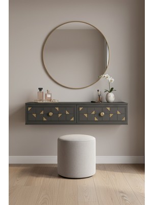 Ceneyra DA1207AG - Mokka Dresuar, Antre Hol Rafı, Ayaksız Tv Sehpası Antrasit- Gold