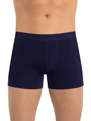 Öts Erkek Boxer Düz Kaşkorse Modeli Lacivert Renk %100 Pamuk Konforlu Paça Tipi