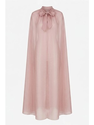 Feu De Elu Voile Gül Kurusu Saten Kurdaleli Tül Pelerin