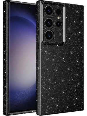 Ahlttiba Samsung Galaxy S24 Ultra Için Uyumlu Kılıf Kamera Korumalı Simli Lüks Koton Kapak