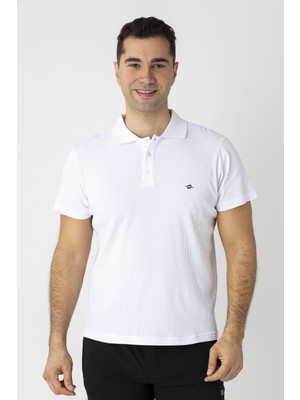 Crozwise Pamuk Pike Waffle Polo Yaka Tişört Beyaz 7152-08