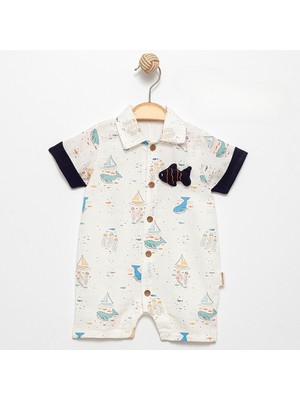 Bebezade Balık Aksesuarlı Pamuklu Erkek Bebek Tulum