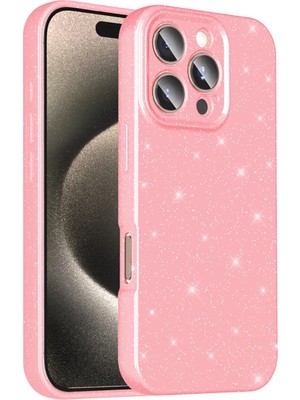 Ahlttiba Apple iPhone 16 Pro Cep Telefonu Için Uyumlu Kılıf Kapak Kamera Korumalı Simli Lüks Koton