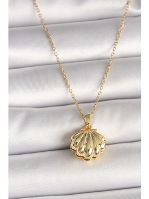 Lowell Home Ieg 316L Çelik Gold Renk Zincir Açılır Incili Midye Model Kadın Kolye LWLBJ-RSIEG2346