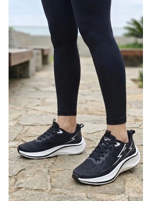 In Step Stride Air Pro: Siyah File Detaylı Kadın Koşu ve Yürüyüş Ayakkabısı - Siyah