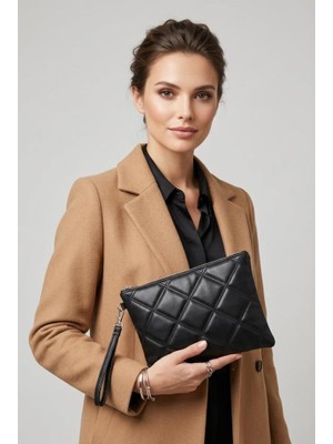 Estrella Paris Lavita Portföy & Clutch Çanta Çıkarılabilir Bileklik Askılı Siyah 25 x 19 cm