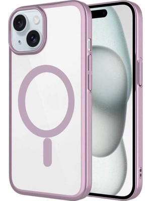 Ahlttiba Apple iPhone 15 Için Uyumlu Kılıf Wireless Şarj Özellikli Sert Pc Mat Riksos Magsafe Kapak