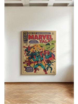Kanvaspera Marvel Tales Avengers - Kanvas Tablo - Nostaljik Çizgi Roman Kapak Tasarımlı Duvar Dekorasyonu